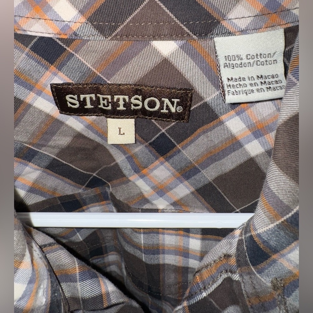 Stetson Long Sleeve Plaid Button Shirt Men’s Large - Picture 3 of 7